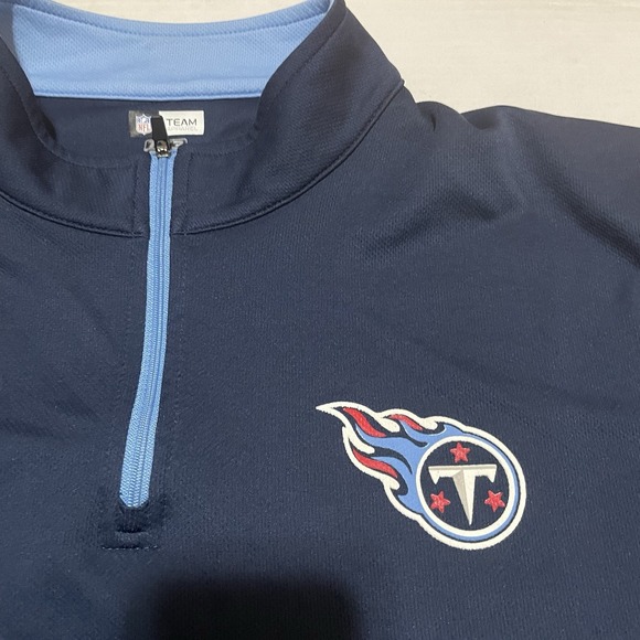 NFL TEAM TX3 Cool Tennessee Titans 1/4 Zip Sweatshirt Size 2XL Fleece Navy - Picture 2 of 4